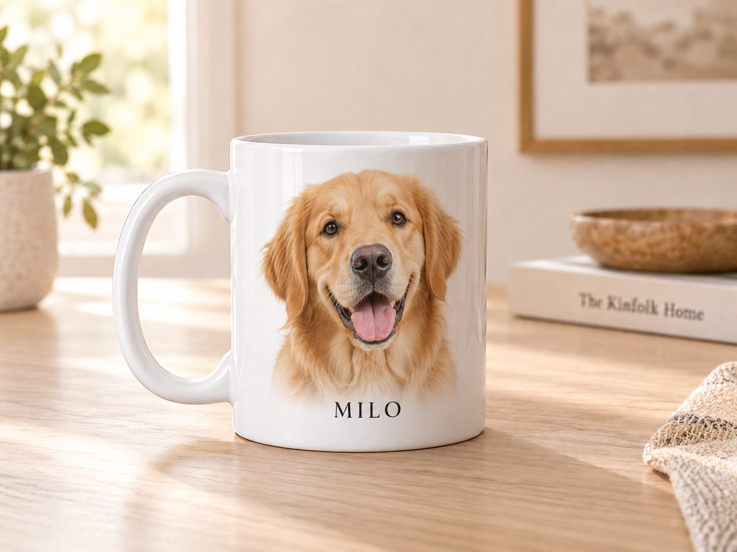 Personalized mug with pet portrait